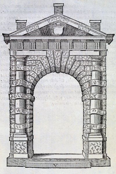 Double door with entwined single columns, from 